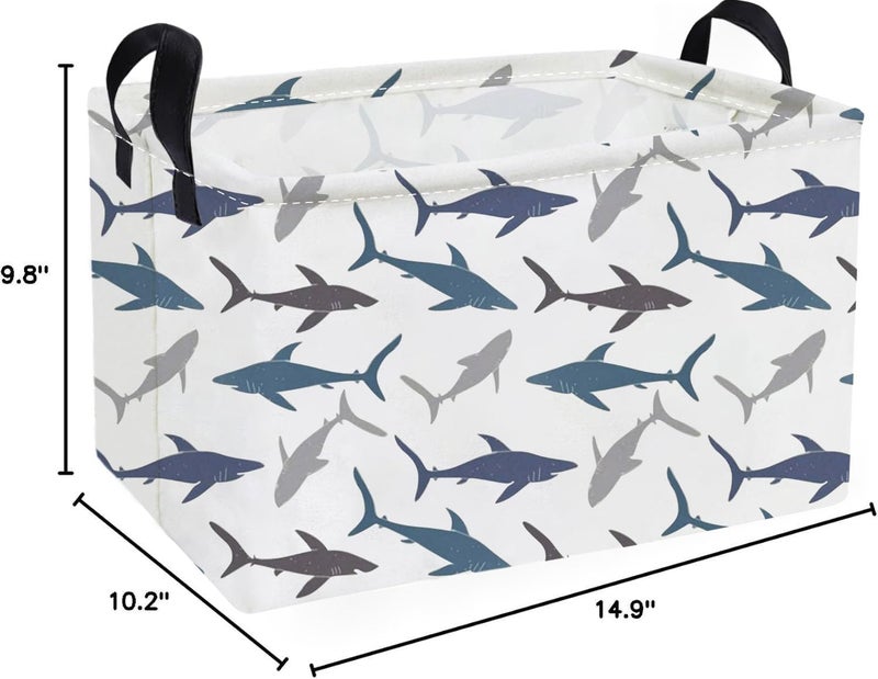 ESSME Rectangular Kids Basket,Shark Baskets with Handles for Boys Room Decor,Toy Bins for Kids,Gifts Box,Shelf Basket,Toy Organizer(Shark) - Image 2